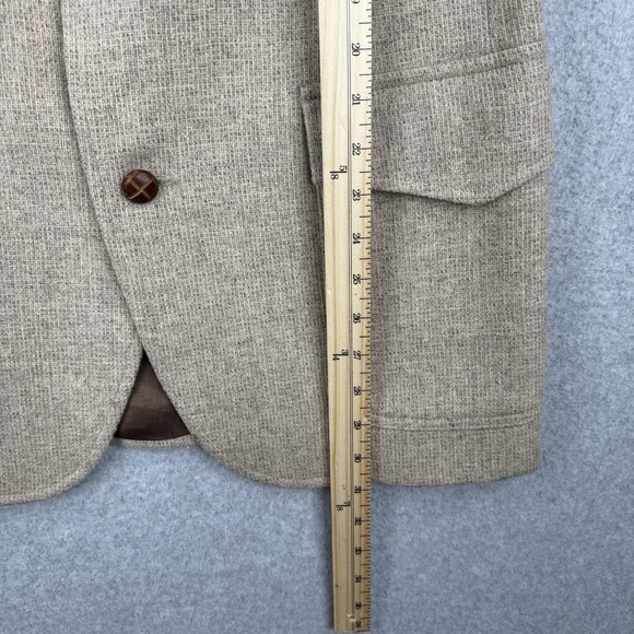 Vintage Pendleton Blazer Mens 40 Beige Virgin Wool Suede Yoke Elbow Patches USA - Picture 14 of 16